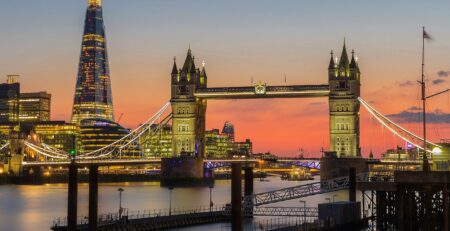 London skyline beside the River Thames